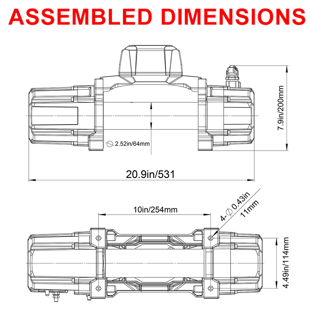 RUGCEL TANK WINCH 13,500LB Dual Color Rope