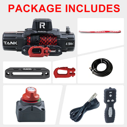 RUGCEL TANK WINCH 13,500LB Dual Color Rope
