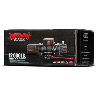 Defender Shield Electric Winch 12,000lb - Wireless Remote - Synthetic Rope