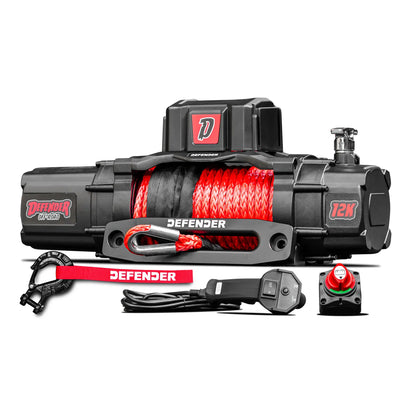 Defender Shield Electric Winch 12,000lb - Wireless Remote - Synthetic Rope